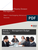 BUSM 4568 Rooms Division Management: Week 11: Hotel Budgeting: Methods and Structures