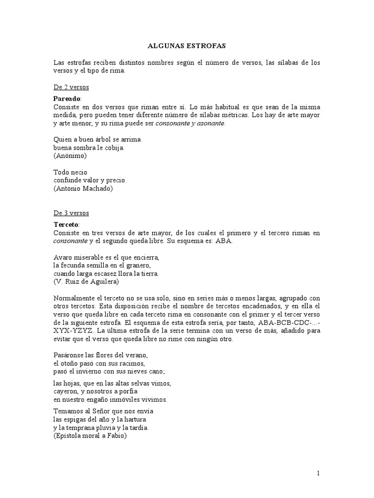 Tipos de estrofas y sus rimas | PDF | Rima | Sonetos