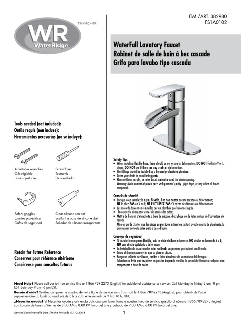 Water Ridge Waterfall Faucet | PDF | Hydraulique | Électroménager