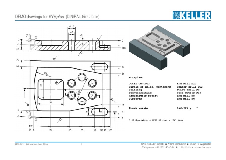 SYMplus Demo Drawings for CNC Milling | PDF