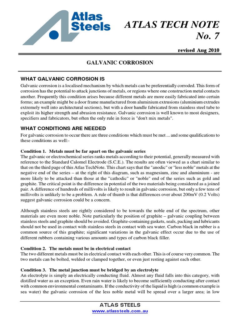 Atlas Tech Note No 7 | PDF | Corrosion | Stainless Steel