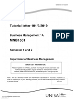 Tutorial Letter 101/3/2019: Business Management 1A