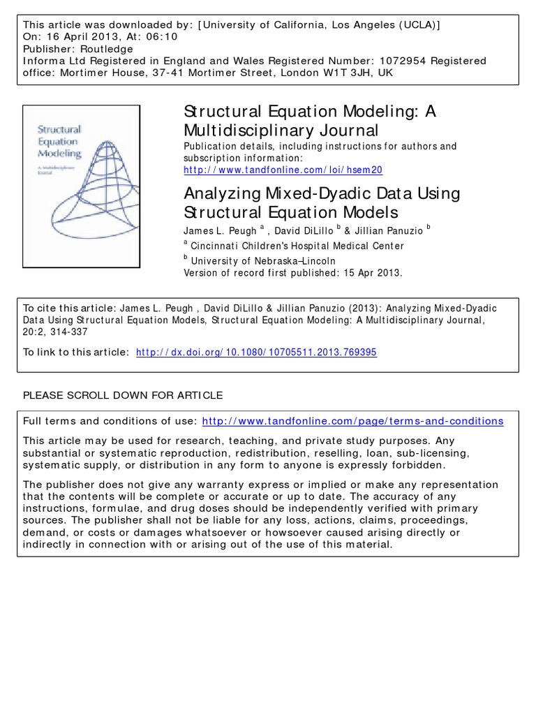 Structural Equation Modeling: A Multidisciplinary Journal | PDF ...