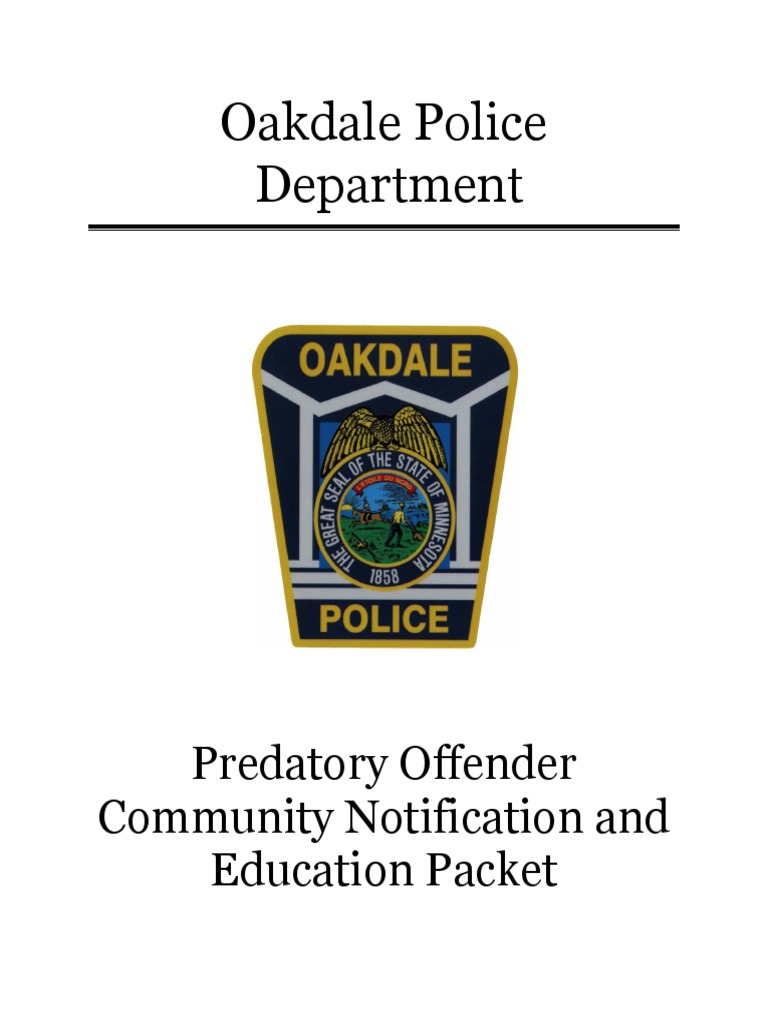 Oakdale Police Department Predatory Offender Community Notification