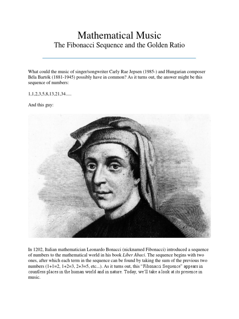 Mathematical Music The Fibonacci Sequence and The Golden Ratio PDF PDF