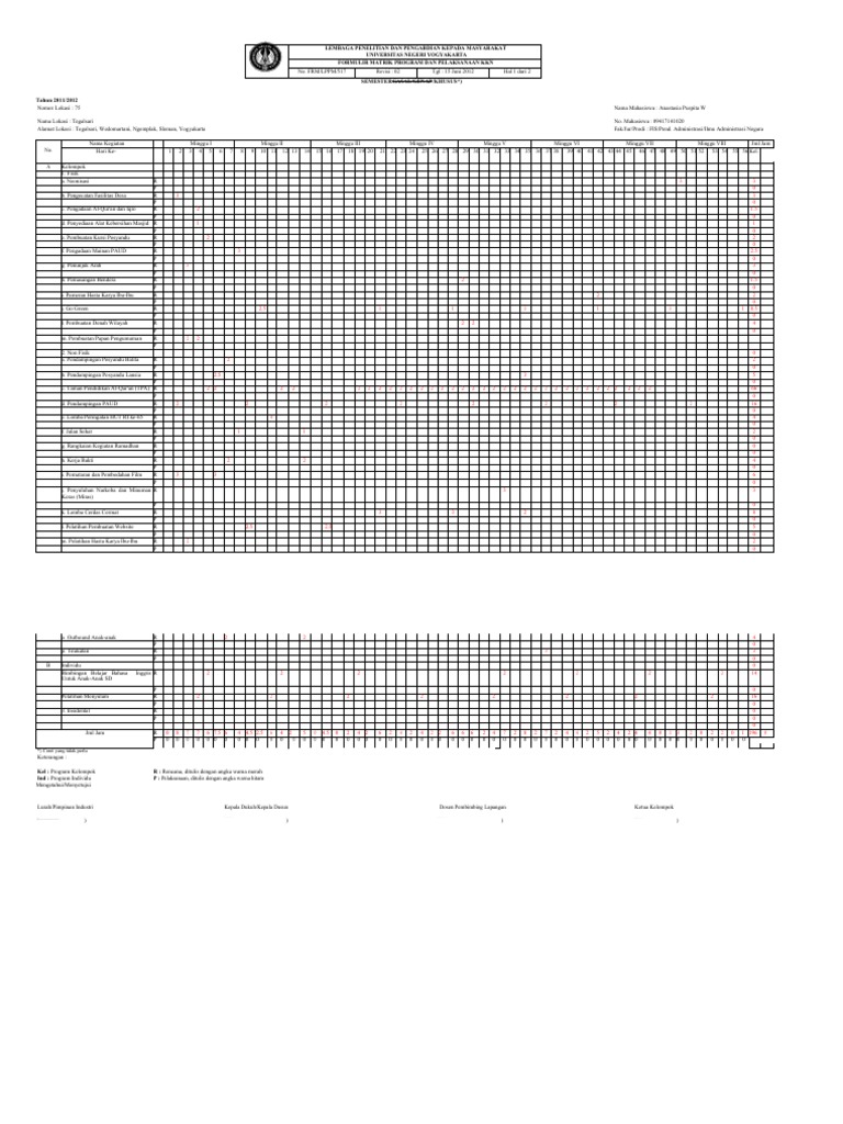 Matrik KKN Individu | PDF