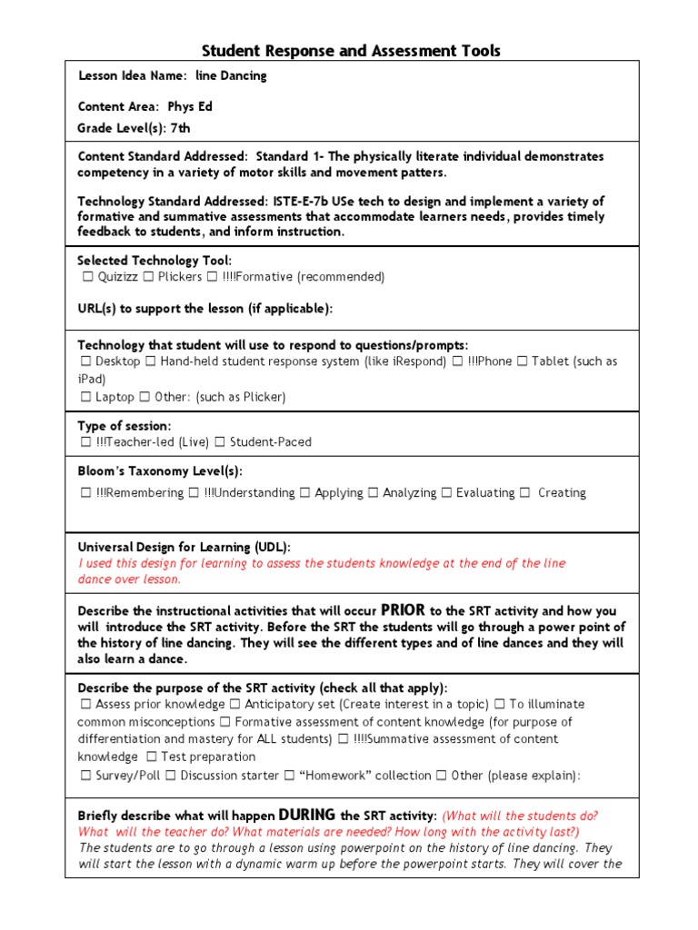 Donzostudent Response Tools Lesson Idea Template 1 1 | PDF ...