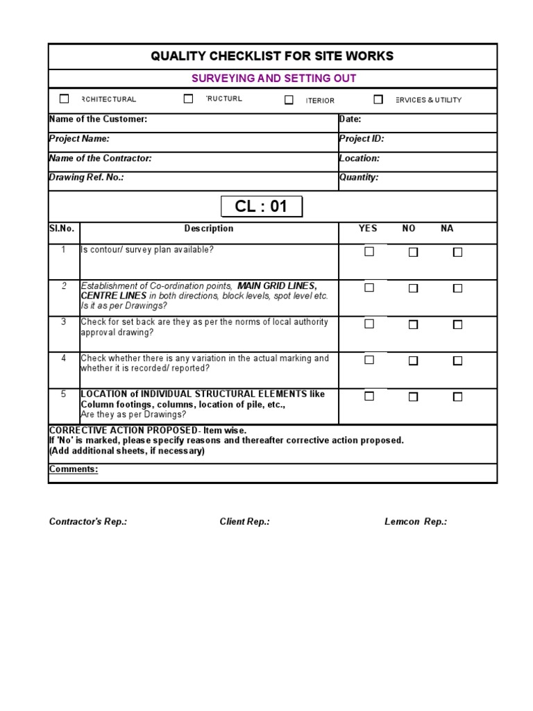 Construction Quality Control Checklist | PDF | Specification (Technical ...