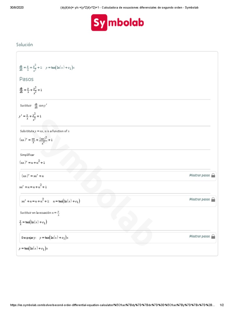 (Dy) (DX) Y X + (Y 2) (X 2) +1 Calculadora de Ecuaciones