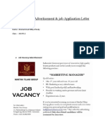 Job Vacancy Advertisement & Job Application Letter: Name: Muhammad Rifky Efendy Class: Xii Ips 2
