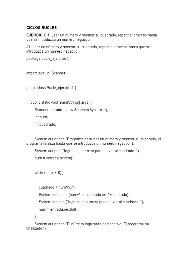 Ejercicios Bucles | PDF | Java (lenguaje de programación) | Paradigmas ...