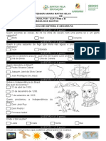 Prova História e Geografia 3 Unidade 2019 Eja