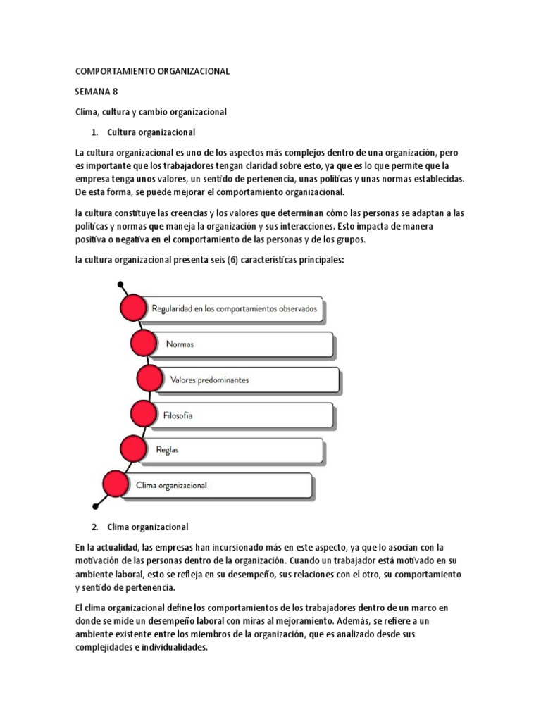Clima y Cultura en el Cambio Organizacional | PDF | Gestión del cambio ...