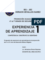 EXPERIENCIA DE APRENDIZAJE 1 - 6° Al 1° Grado