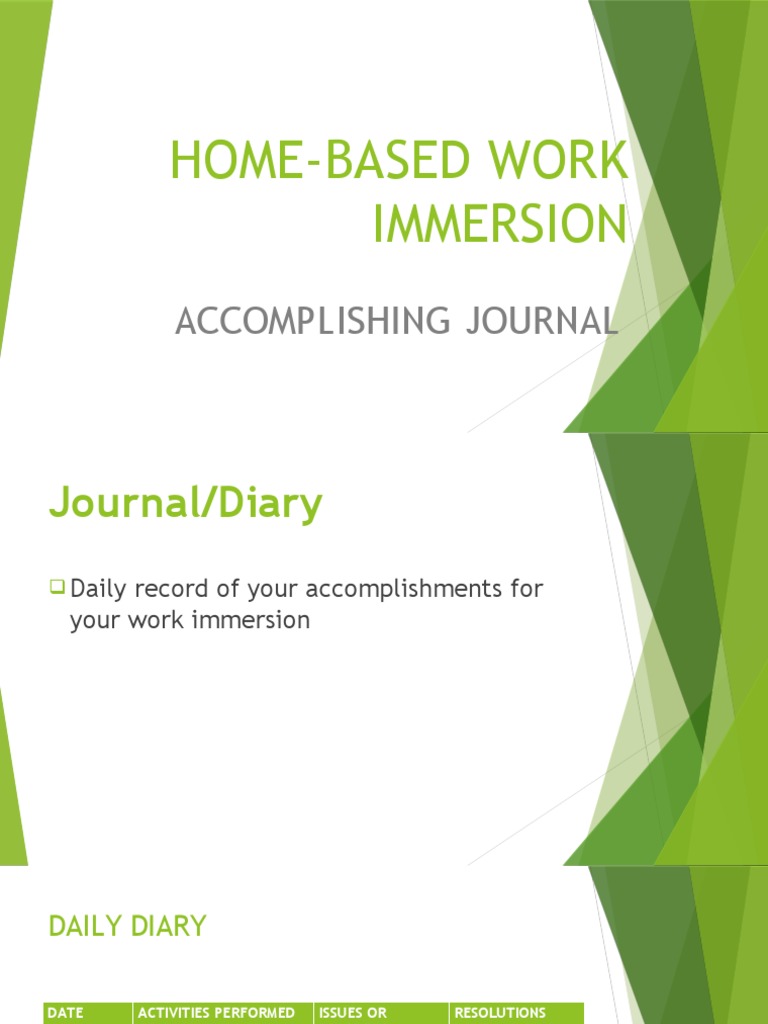 Home-Based Work Immersion Journal | PDF