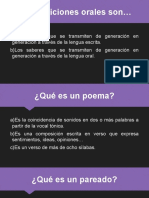 Tradiciones orales y saberes que se transmiten de generación en generación a través de la lengua oral