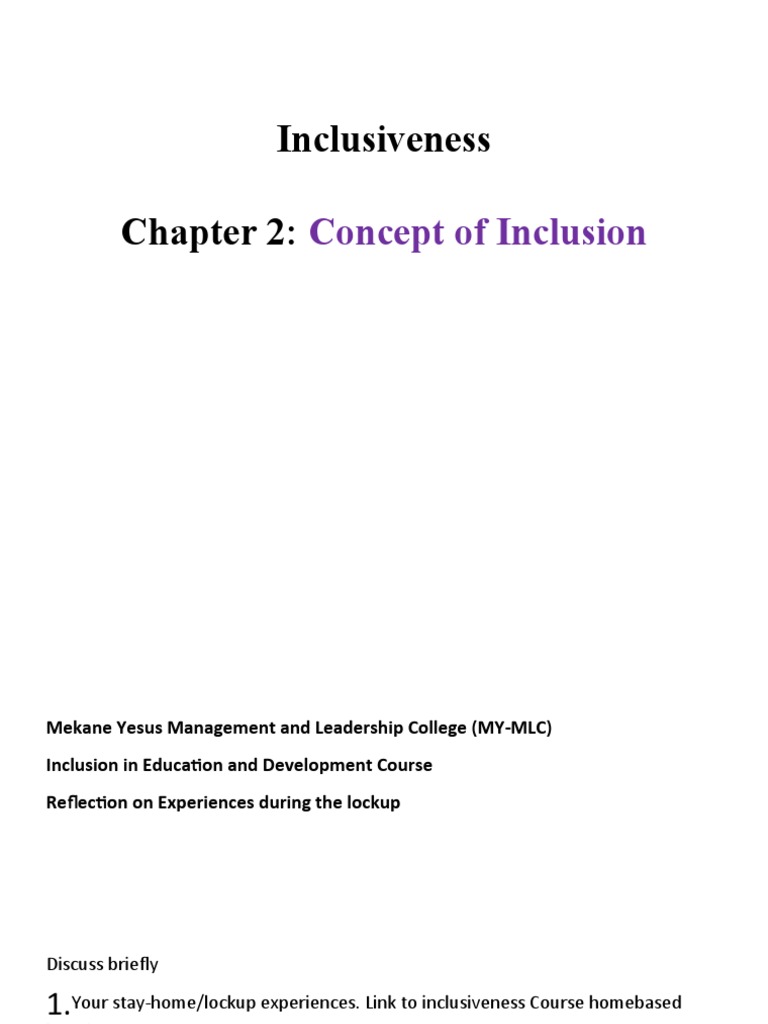 Inclusiveness in Education: Chapter 2 Overview | PDF | Inclusion ...