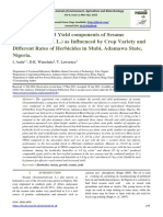 Growth, Yield and Yield components of Sesame (Sesamumindicum L.) as Influenced by Crop Variety and Different Rates of Herbicides in Mubi, Adamawa State, Nigeria.