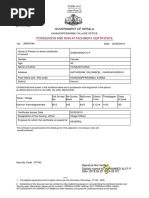 Possession and Non-Attachment Certificate: Government of Kerala