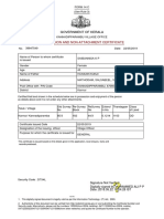 Possession and Non-Attachment Certificate: Government of Kerala