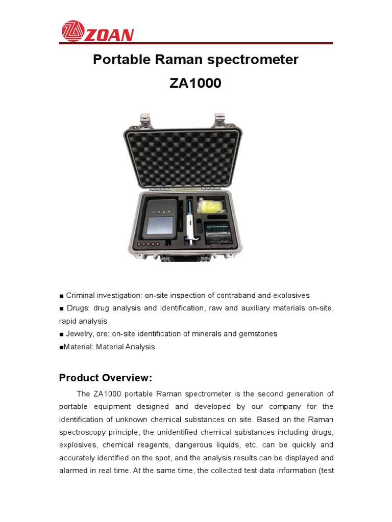 ZA1000 Portable Raman Spectrometer | PDF | Raman Spectroscopy ...
