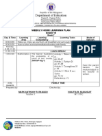 Weekly learning plan for Grade 10 Science and Math