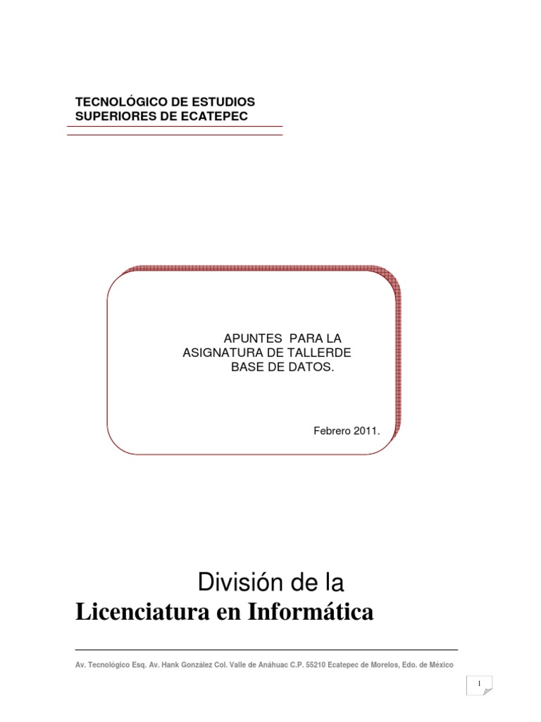 Apuntes 1P | PDF | SQL | Bases de datos