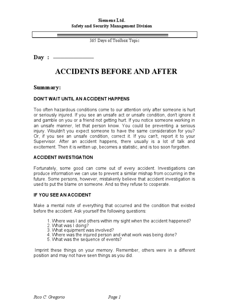 Preventing Workplace Accidents Guide | PDF | Self-Improvement