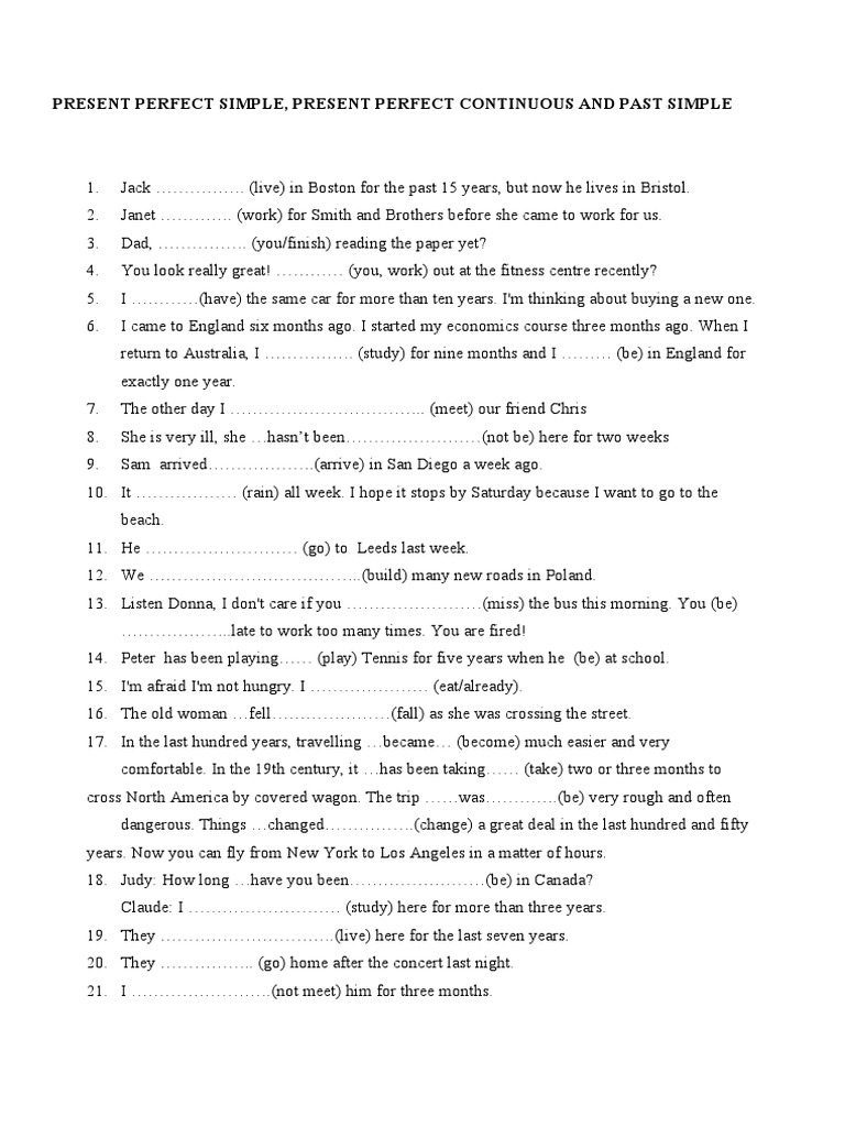 Tenses: Past Simple & Present Perfect Exercises | PDF