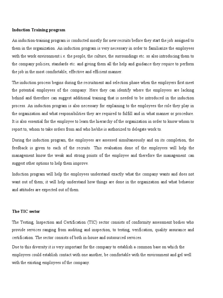 Induction Training Program Overview | PDF | Employment | Evaluation
