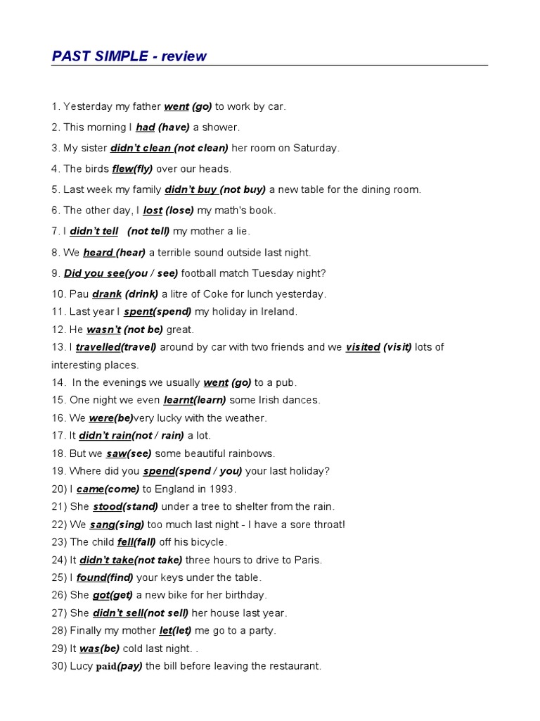 Revision Past Simple | PDF | Language Arts & Discipline | Art