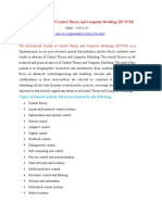 International Journal of Control Theory and Computer Modeling