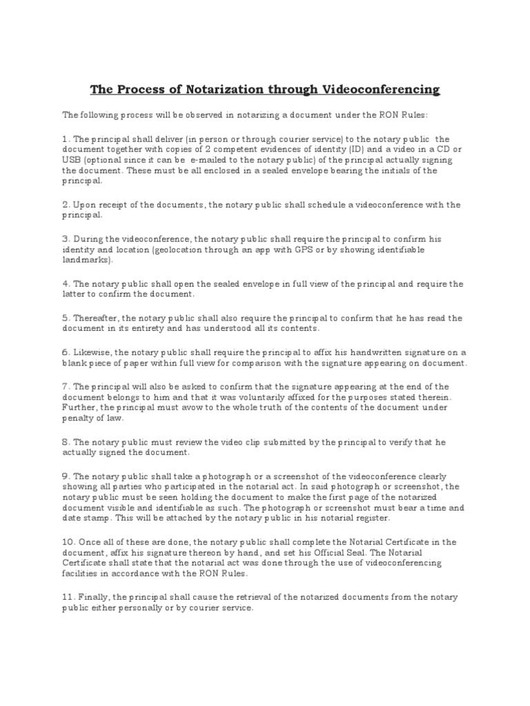 RON Videoconferencing Notarization Process | PDF | Notary Public ...