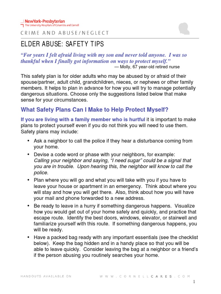 Elder Abuse Safety Tips Pdf Restraining Order Social Institutions