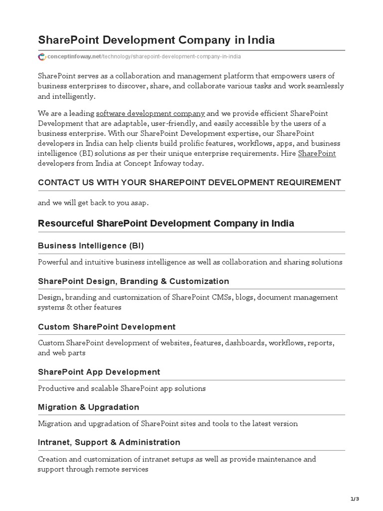 SharePoint Development Services in India | PDF