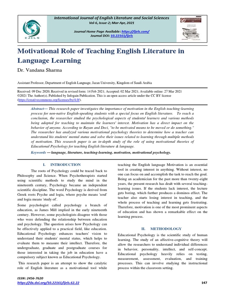 Motivational Role of Teaching English Literature in Language Learning ...