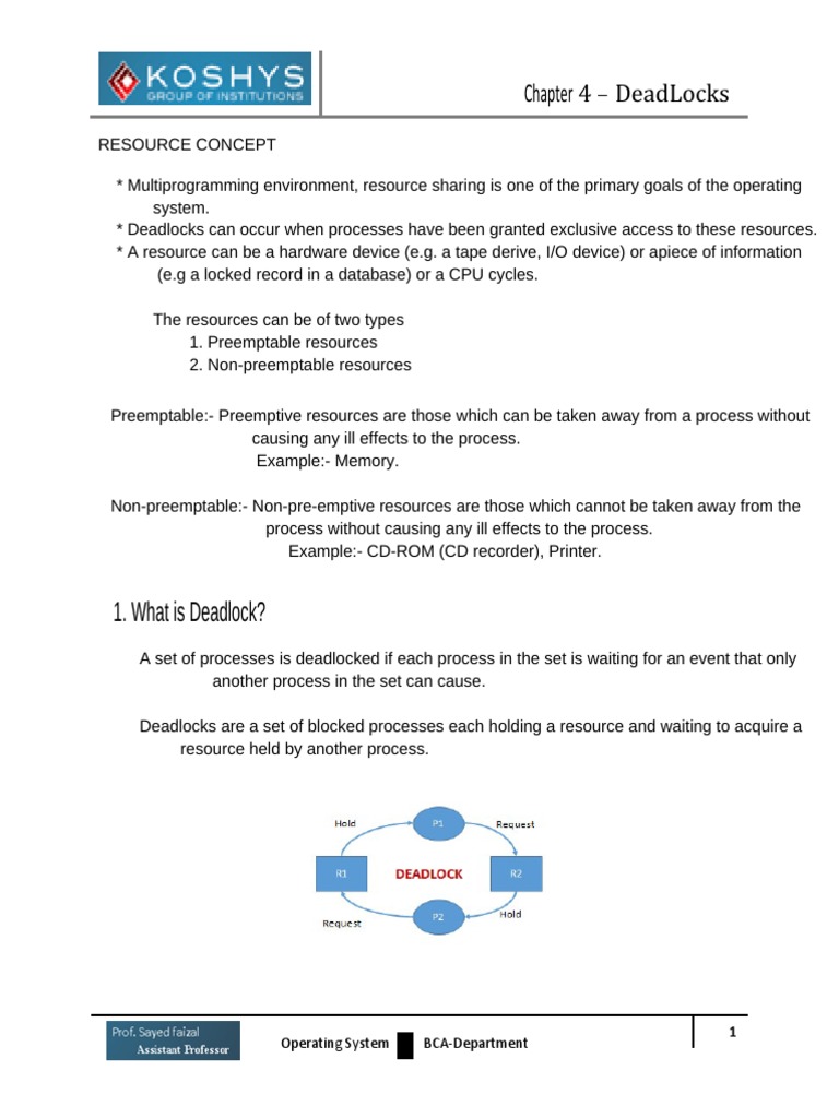 Deadlock Principles in Operating Systems | PDF | Process (Computing ...