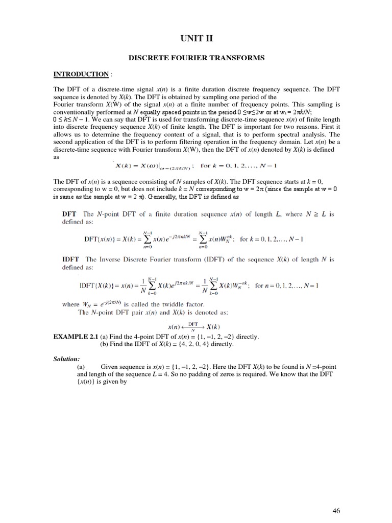 4-Point DFT and IDFT Examples | PDF | Discrete Fourier Transform | Fast ...