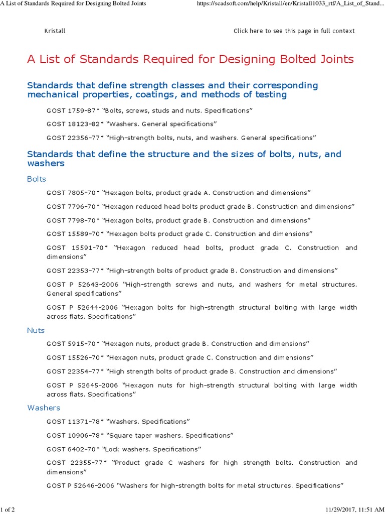 A List of Standards Required For Designing Bolted Joints | PDF | Washer ...