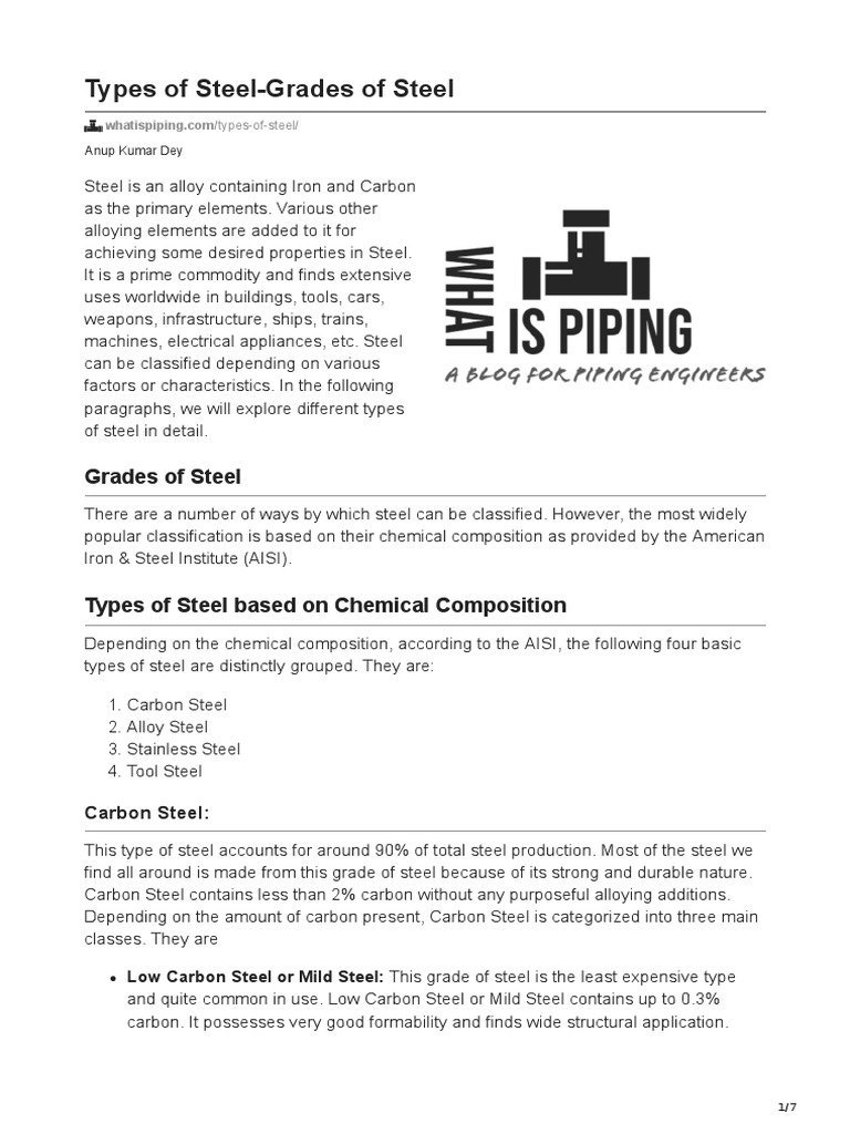 Types of SteelGrades of Steel PDF Stainless Steel Steel