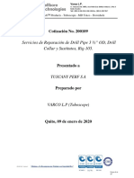 Cotización 200109, Reparación de Drill Pipe, Drill Collor y Sustitutos, Rig105, by JR