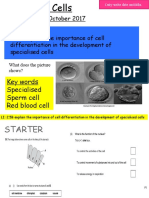 Sunday, 01 October 2017: Key Words Specialised Sperm Cell Red Blood Cell