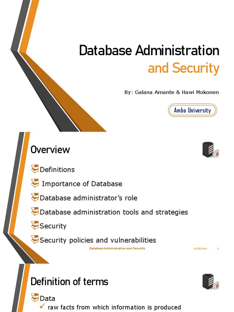 Database Administration and Security Overview | PDF | Databases ...