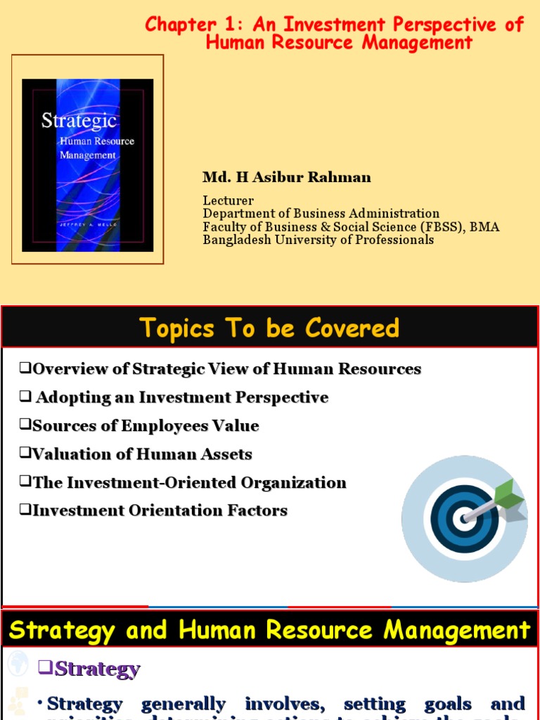 Chapter 1 An Investment Perspective of HRM PDF Human Resource