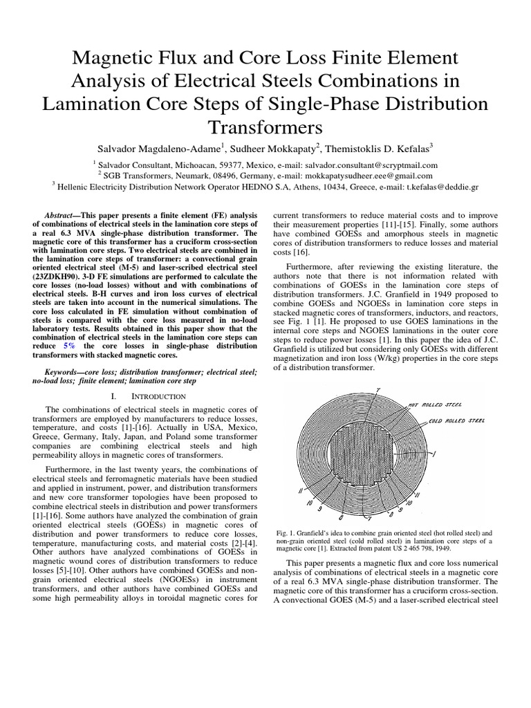 Core Loss Analysis in Transformer Steels | PDF | Transformer | Materials