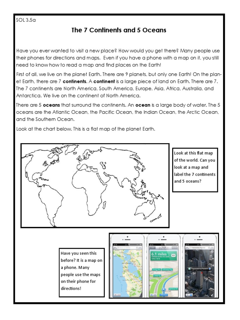 The 24 Continents and 24 Oceans  PDF  Continent  Oceans Regarding Continents And Oceans Worksheet Pdf