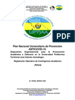Plan Nacional Universitario de Prevención Anticovid-19