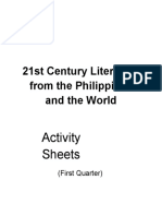 21st Century Literature From The Philippines and The World: Activity Sheets