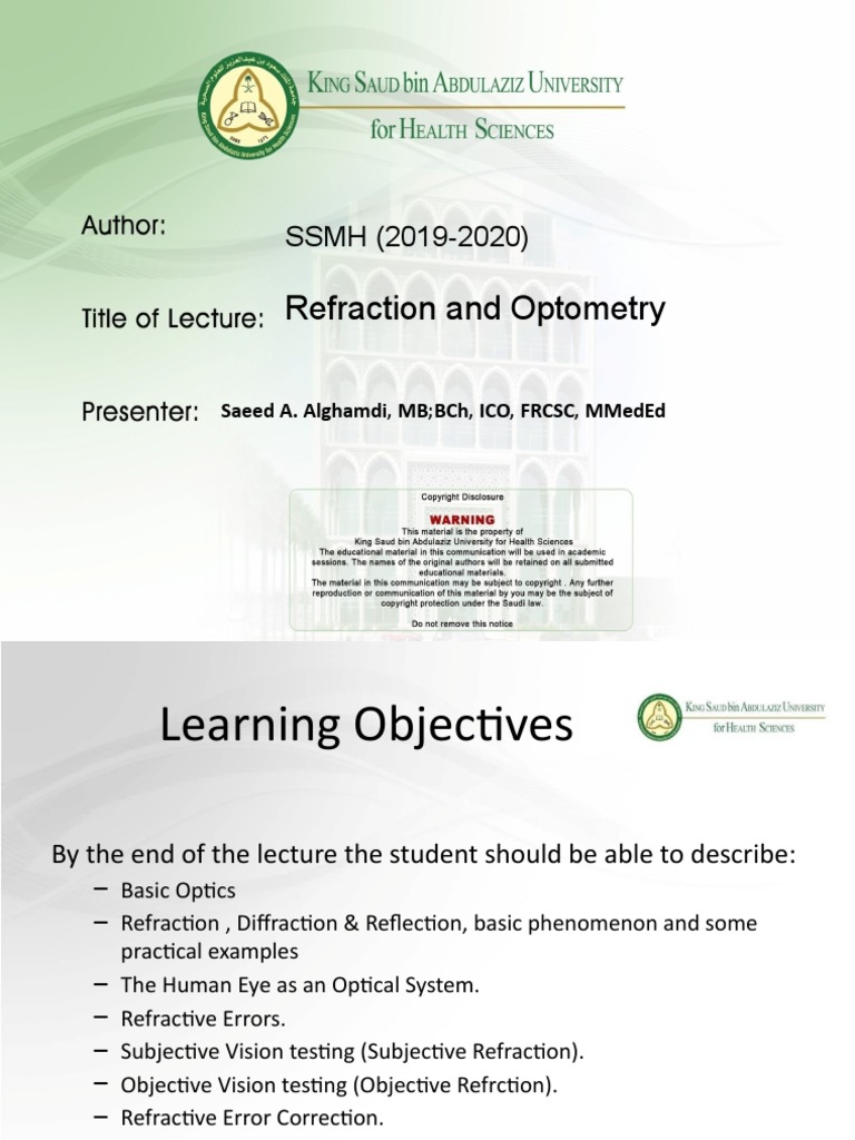 Refraction and Optometry Overview | PDF | Optics | Eye
