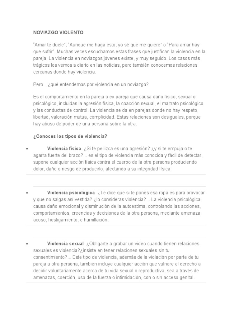 Tipos de Violencia en Noviazgo | PDF | Violencia | Agresión
